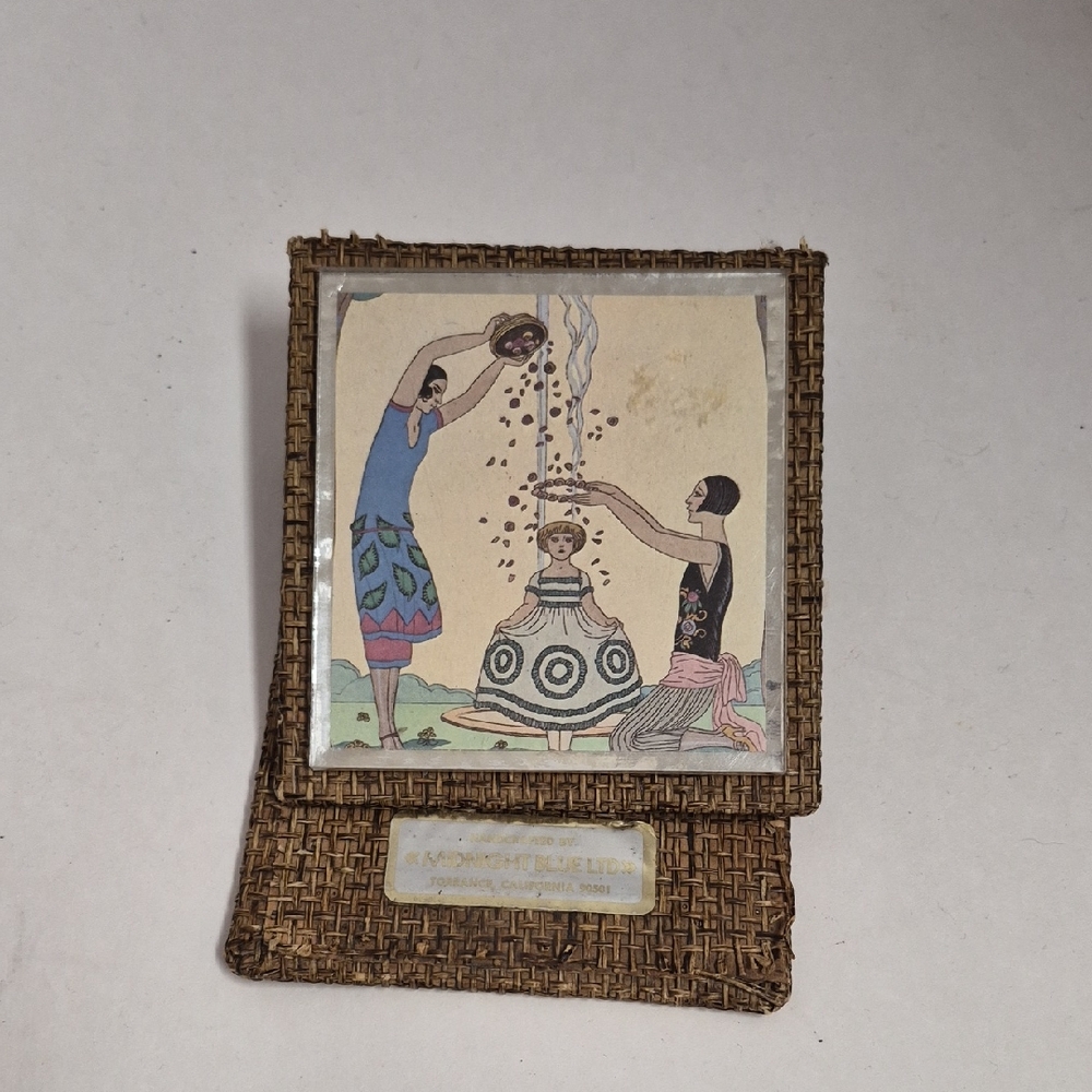 Vintage Midnight Blue Ltd Note Holder w/ George Barber Illustration c. 1940s